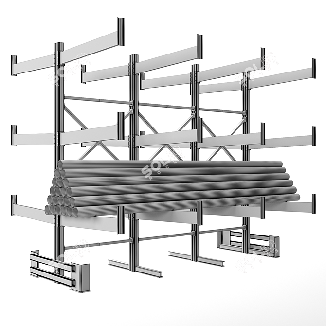 Metal Cantilever Storage Shelves 3D model image 5