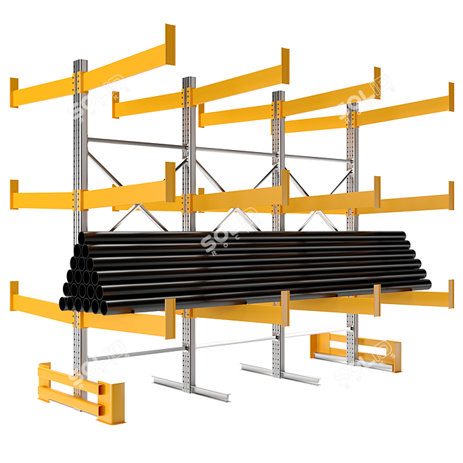 Metal Cantilever Storage Shelves 3D model image 7