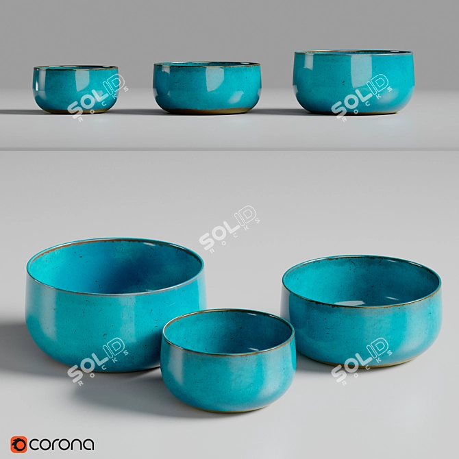  Serene Set of 3 Zen Bowls 3D model image 1