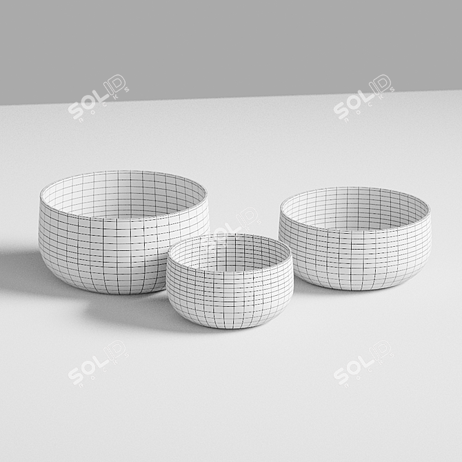  Serene Set of 3 Zen Bowls 3D model image 2