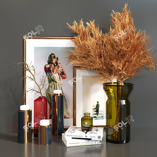 Colorful Pampas Decoration Set 3D model image 1