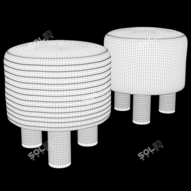 Modern Stylish Poufs 3D model image 3