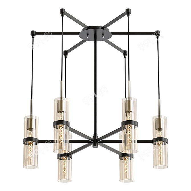 Vintage Iron Pendant Light: Xavier 28 3D model image 1