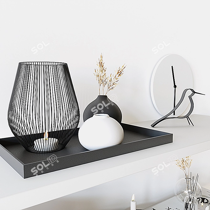 Decorative Bookshelf with Vases and Accessories 3D model image 3