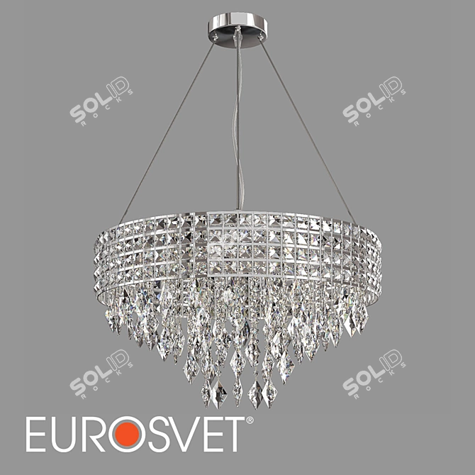 Elegant Crystal Pendant Chandelier 3D model image 1