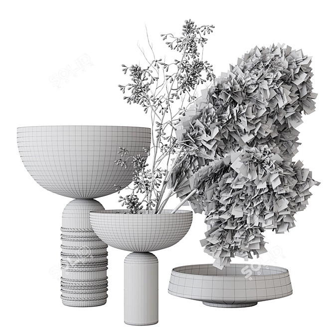 Modern Glass Vase Bouquet Set 3D model image 4