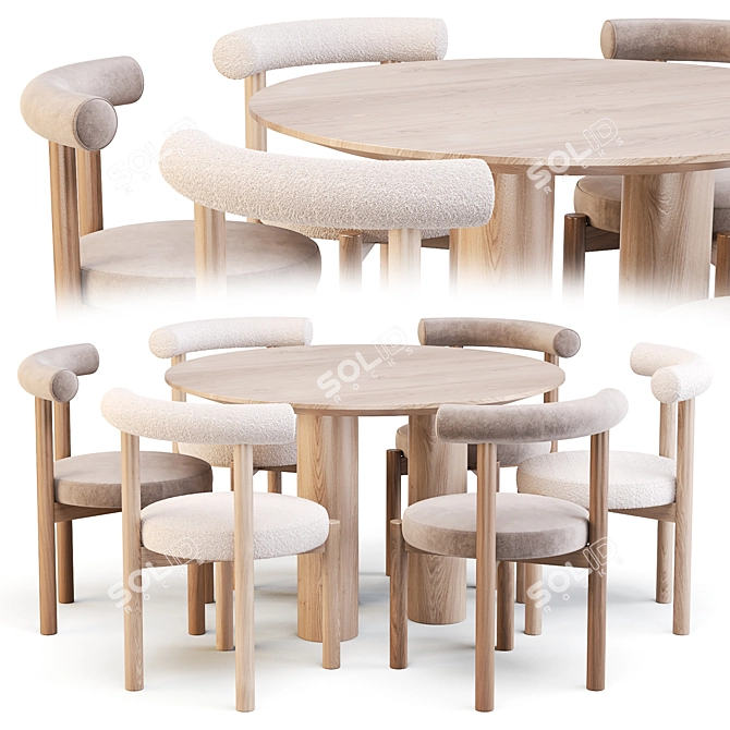 Elegant Dining Set: Dame Chair & Mojave Table 3D model image 2