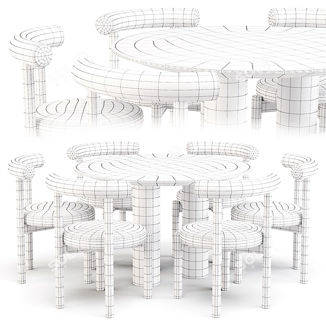 Elegant Dining Set: Dame Chair & Mojave Table 3D model image 3
