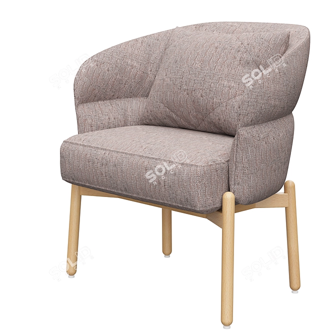 Modern Armchair Wally Wood 3D model image 2