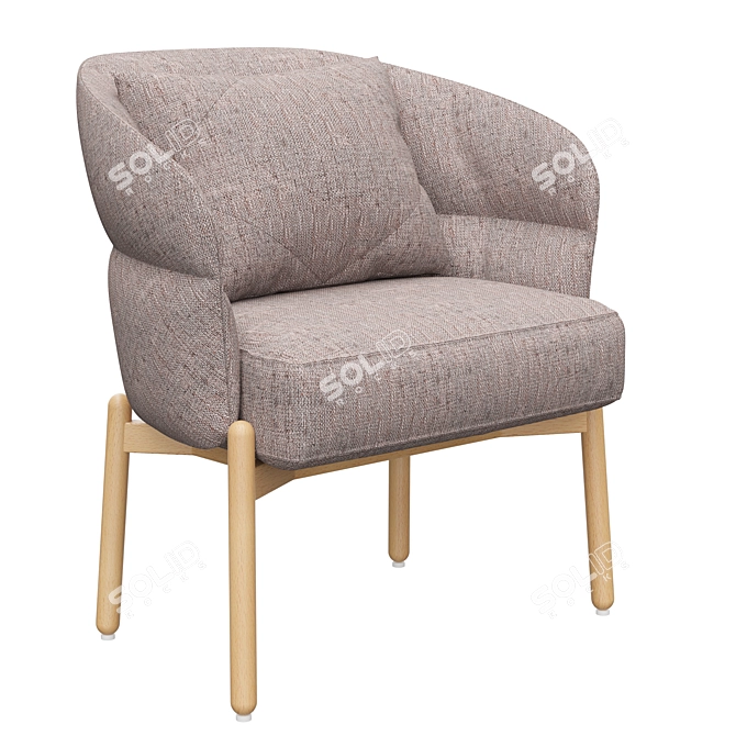 Modern Armchair Wally Wood 3D model image 3