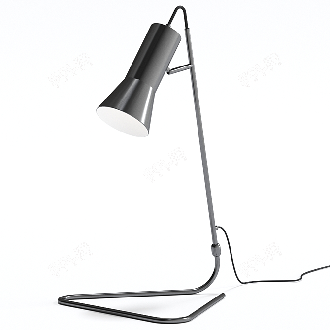 Industrial Black Steel Table Lamp 3D model image 3