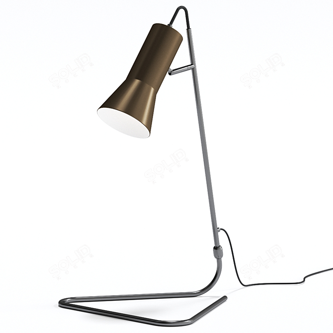 Industrial Black Steel Table Lamp 3D model image 4