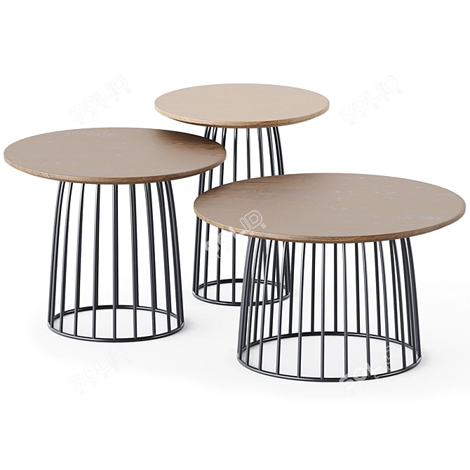 Minimalist Calico Side Table Set 3D model image 1