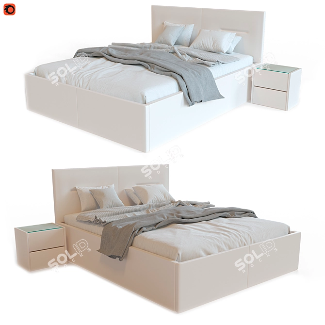 Victoria Bed with TM450 Nightstands 3D model image 1