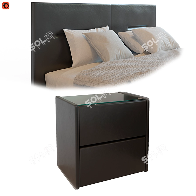 Victoria Bed with TM450 Nightstands 3D model image 4