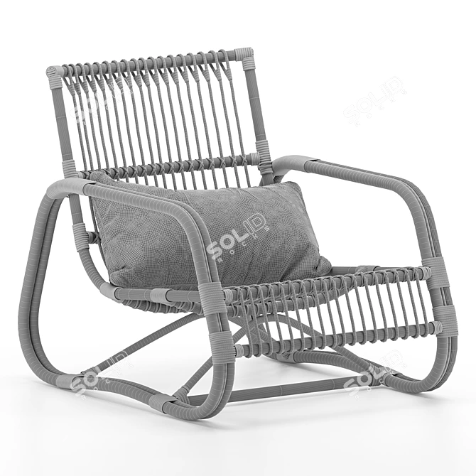 Austen Black Rattan Outdoor Armchair 3D model image 2