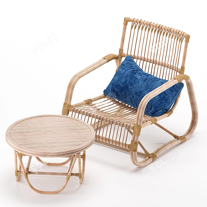 Austen Black Rattan Outdoor Armchair 3D model image 3