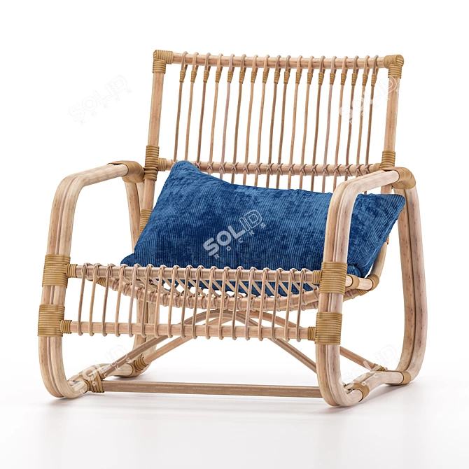 Austen Black Rattan Outdoor Armchair 3D model image 5