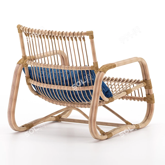 Austen Black Rattan Outdoor Armchair 3D model image 6