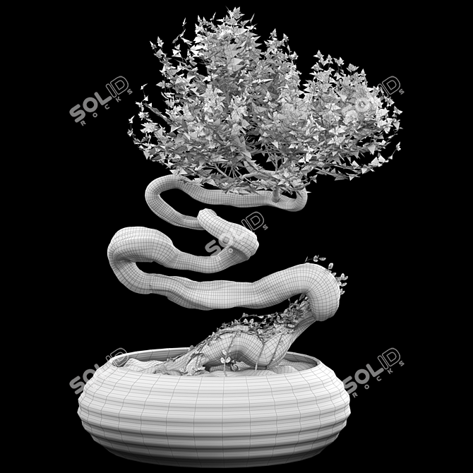 Serene Bonsai Sculpture 3D model image 4