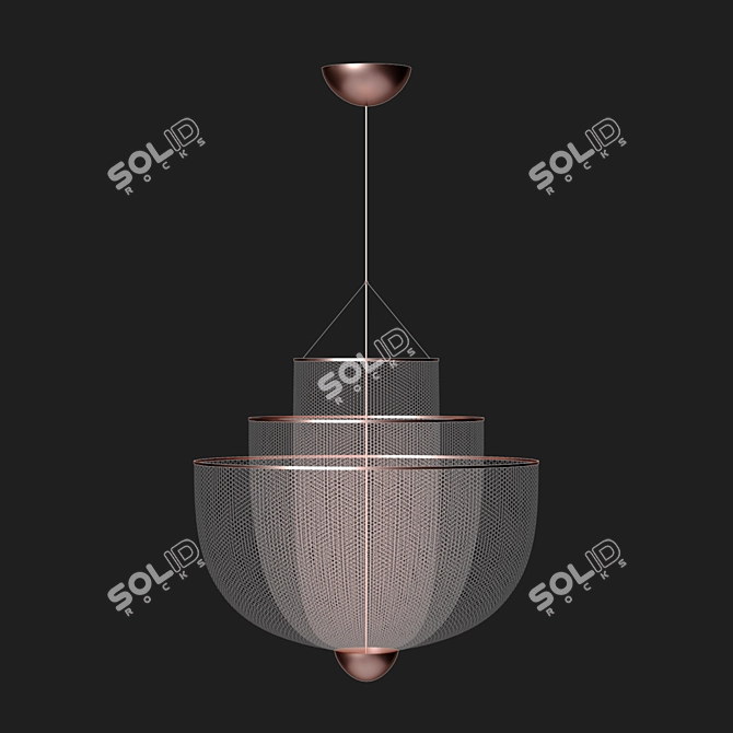 Rose Gold Metal Chandelier 3D model image 1