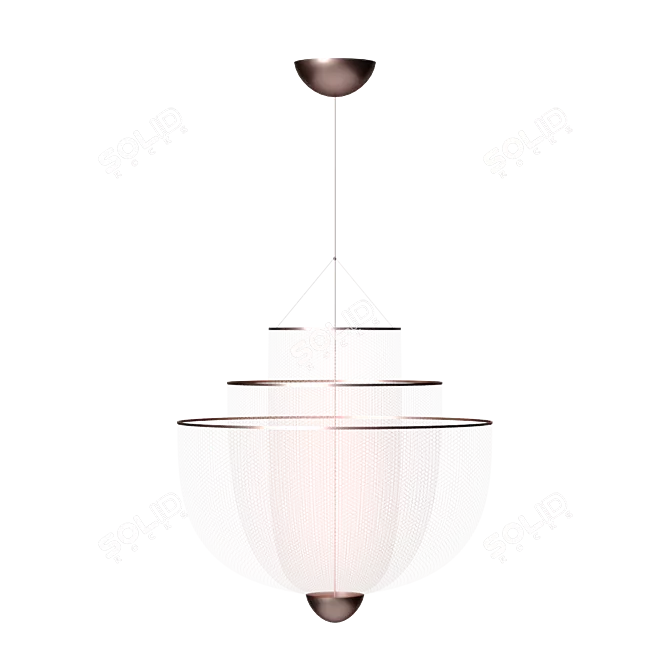 Rose Gold Metal Chandelier 3D model image 2