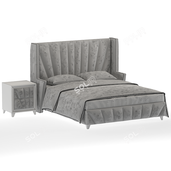Carlo Velvet Upholstered Bed 3D model image 3