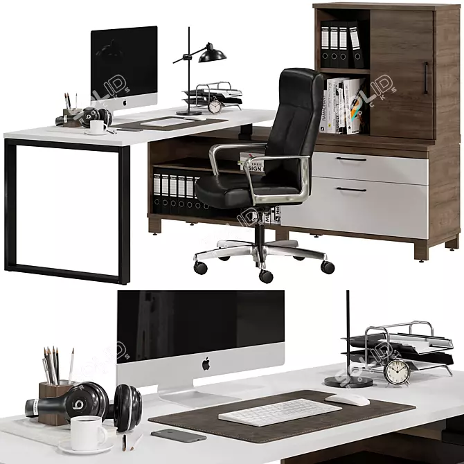 Modern Office Furniture Set 3D model image 1