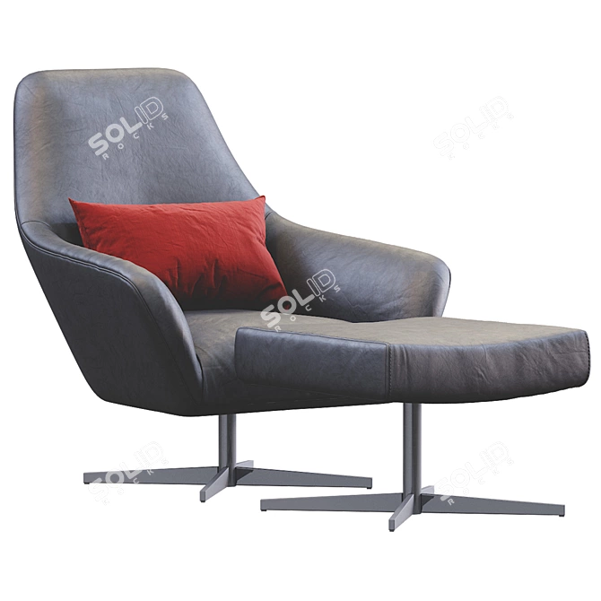 Luxury Leather Comfort Armchair 3D model image 3