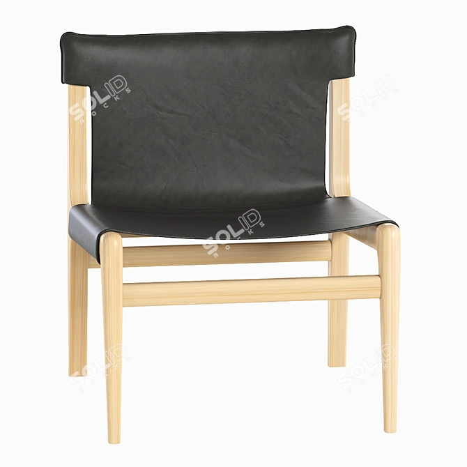 Modern Italian Black Leather Lounge Chair CB2 3D model image 5