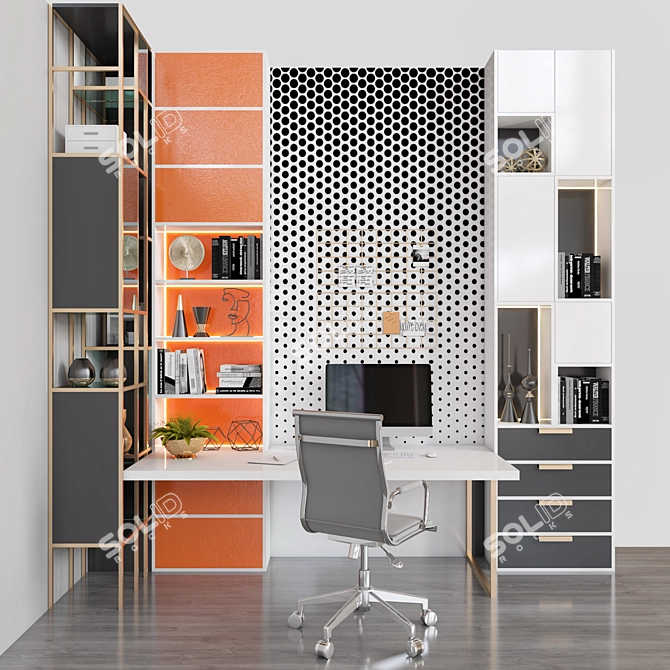 Modern Teen Office Furniture 3D model image 7