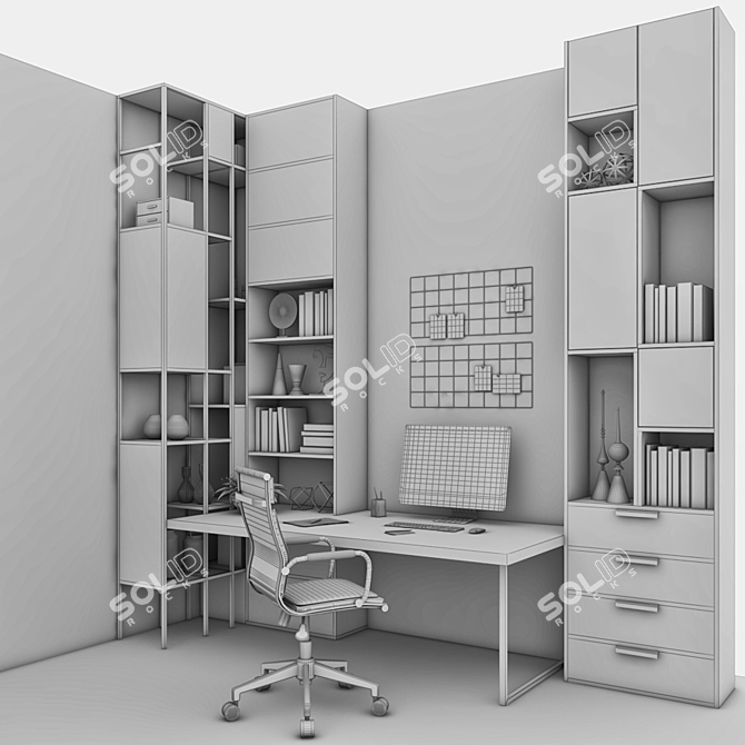 Modern Teen Office Furniture 3D model image 8