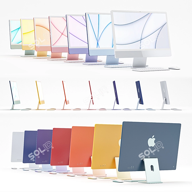 Sleek Apple iMac 2021: Brilliant Colors, Flawless Design 3D model image 1