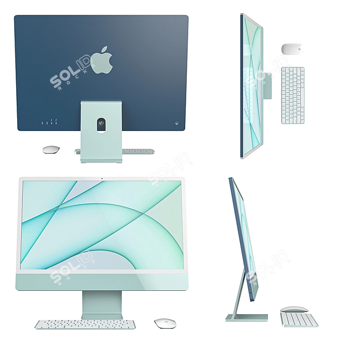 Sleek Apple iMac 2021: Brilliant Colors, Flawless Design 3D model image 4
