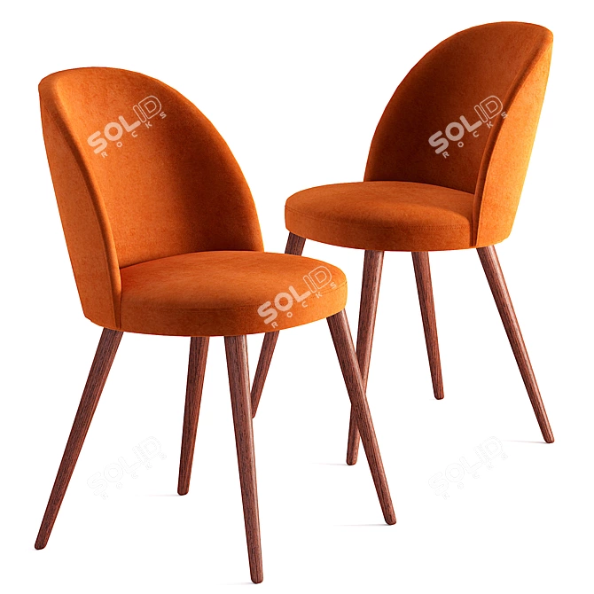 Zola Walnut Dining Chair Set 3D model image 1