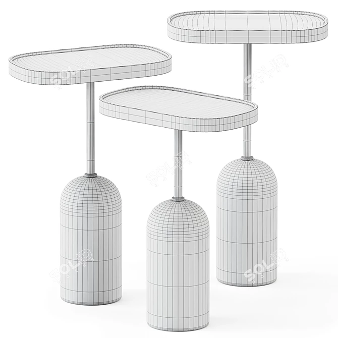 Elegant Ekero Oval Side Tables 3D model image 2