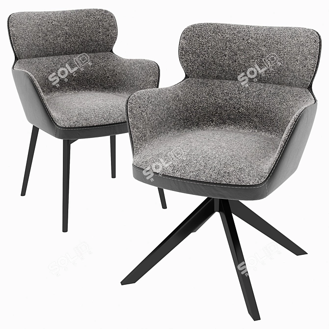 Elegant Diva Chairs: Fabric, Leather, Metal 3D model image 2