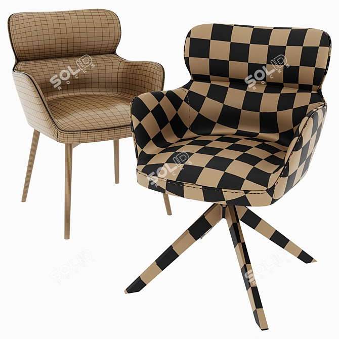 Elegant Diva Chairs: Fabric, Leather, Metal 3D model image 5