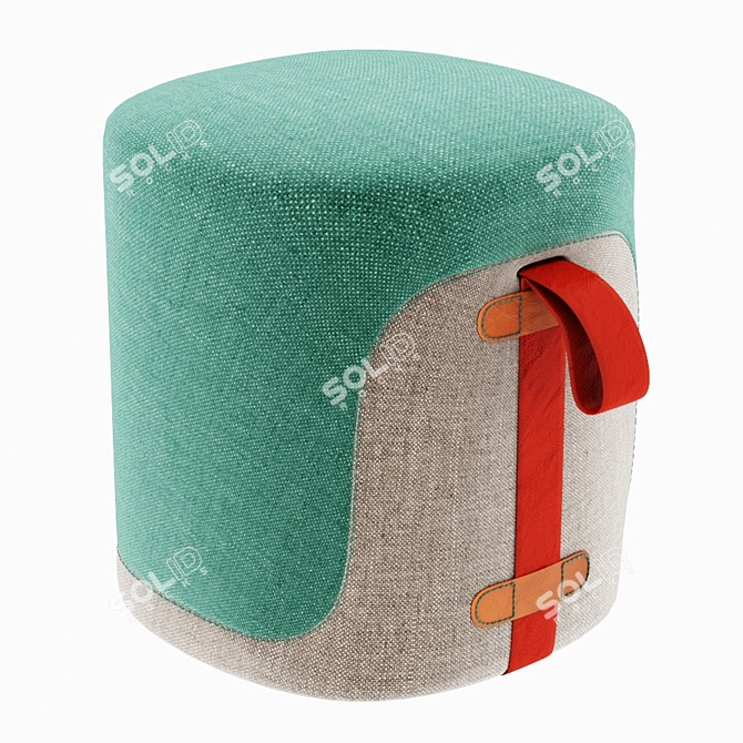 Contemporary Fabric and Leather Stool 3D model image 3