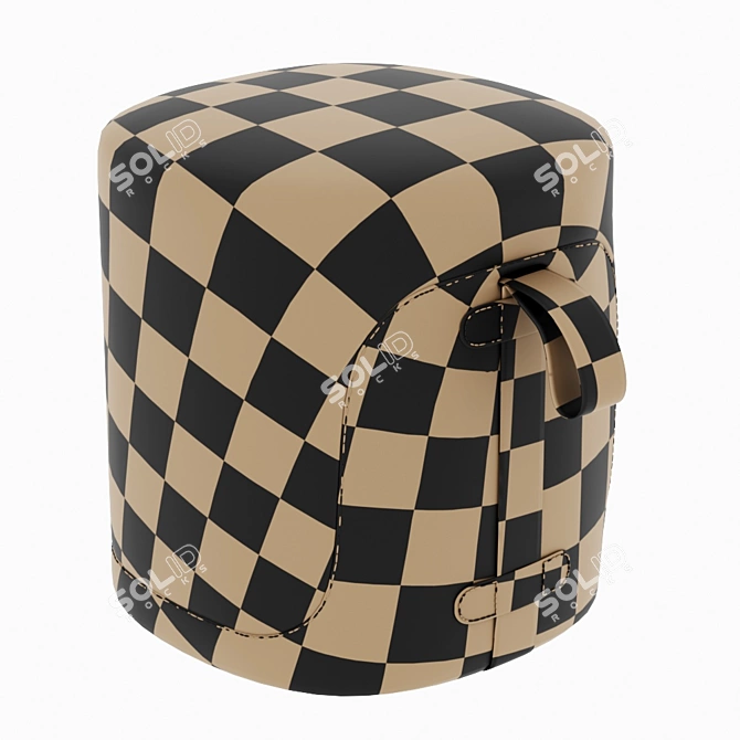 Contemporary Fabric and Leather Stool 3D model image 5