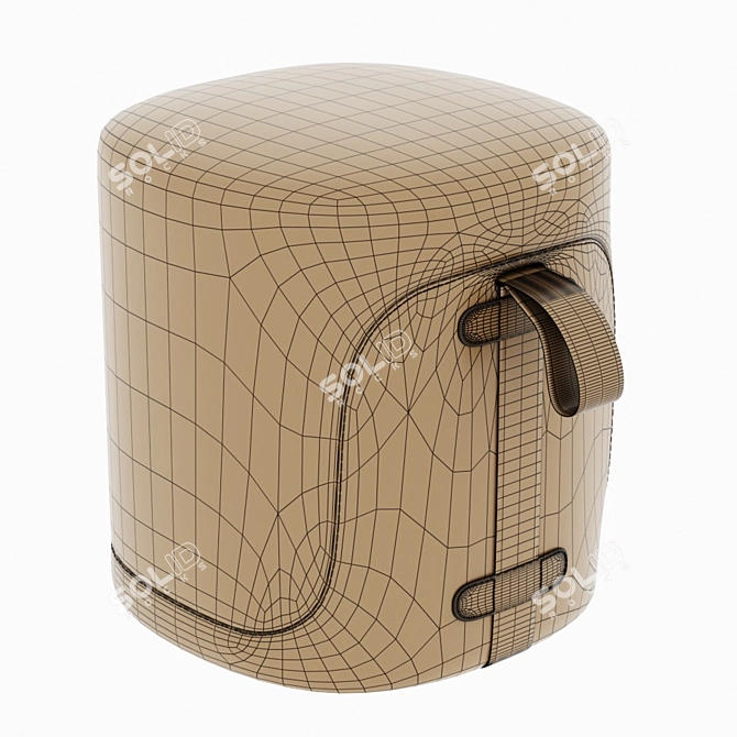 Contemporary Fabric and Leather Stool 3D model image 6