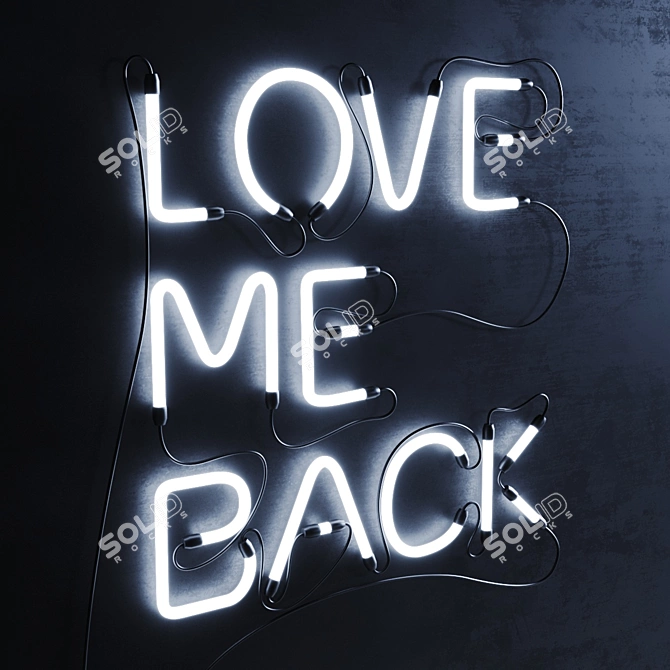 Glowing Love Neon Sign 3D model image 3