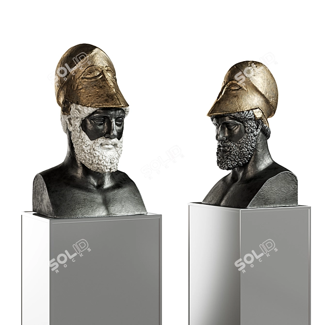 Classic Pericles Bust: Elegant Black & White 3D model image 1