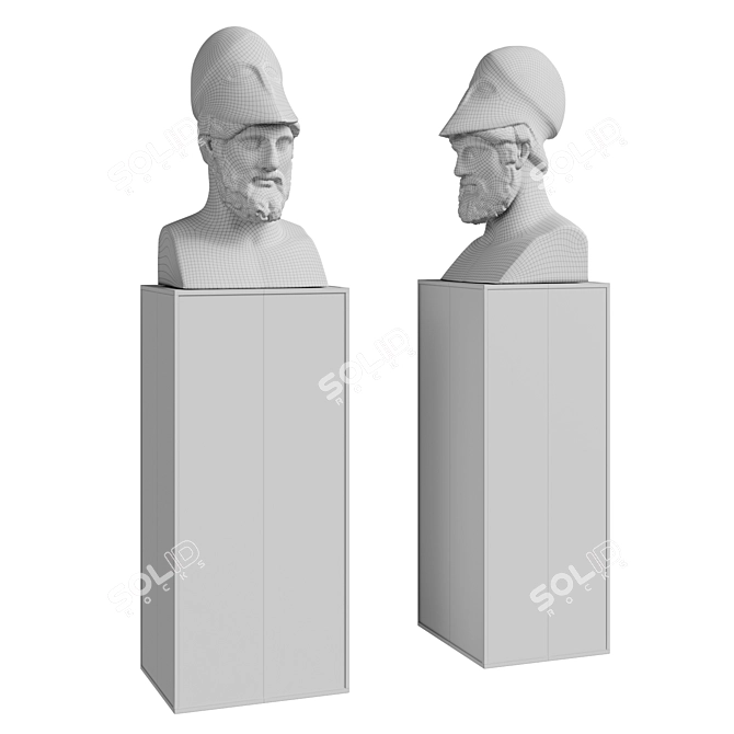 Classic Pericles Bust: Elegant Black & White 3D model image 5