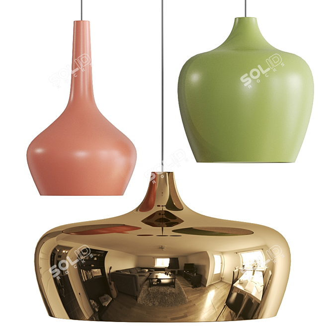 Elegant GOLDIE Ceramic Pendant Lamp 3D model image 1