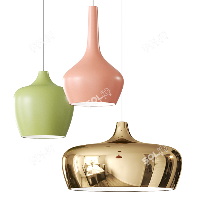 Elegant GOLDIE Ceramic Pendant Lamp 3D model image 2