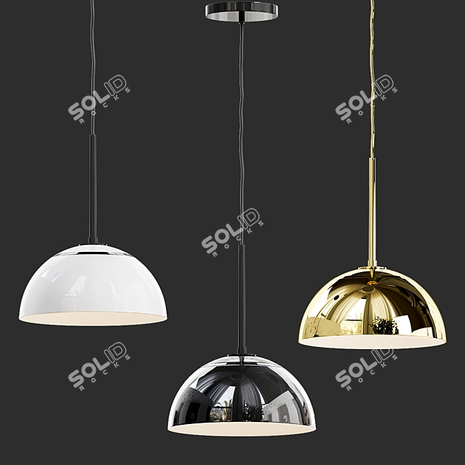 Sculptural Metal Pendant: Modern Elegance in Metal 3D model image 2