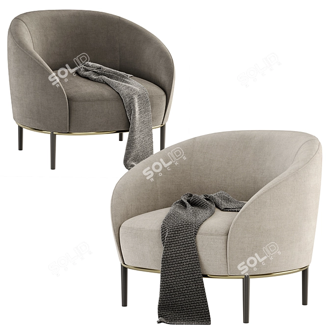 Elegant Yoisho Armchair: Versatile Colors & Materials 3D model image 3