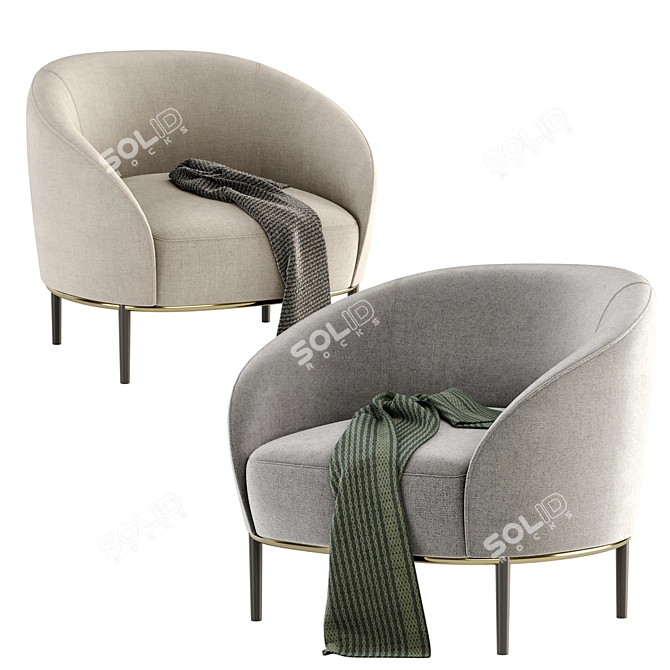 Elegant Yoisho Armchair: Versatile Colors & Materials 3D model image 4