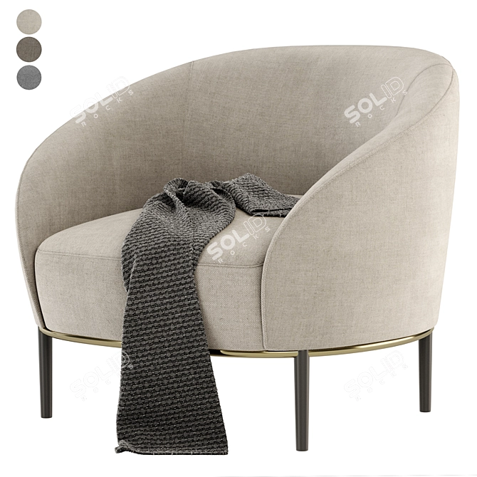 Elegant Yoisho Armchair: Versatile Colors & Materials 3D model image 5